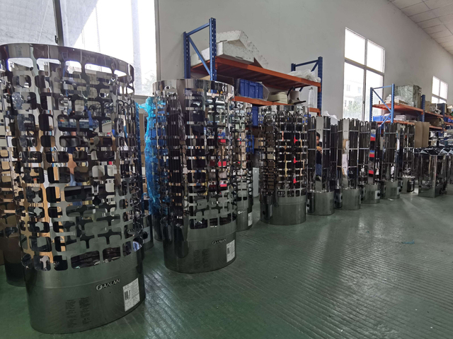 Assembled cylindrical sauna heaters ready for final testing