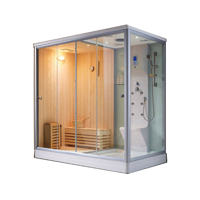 Luxury Key Backyard Combination Bath Shower Steam Wood Sauna Room